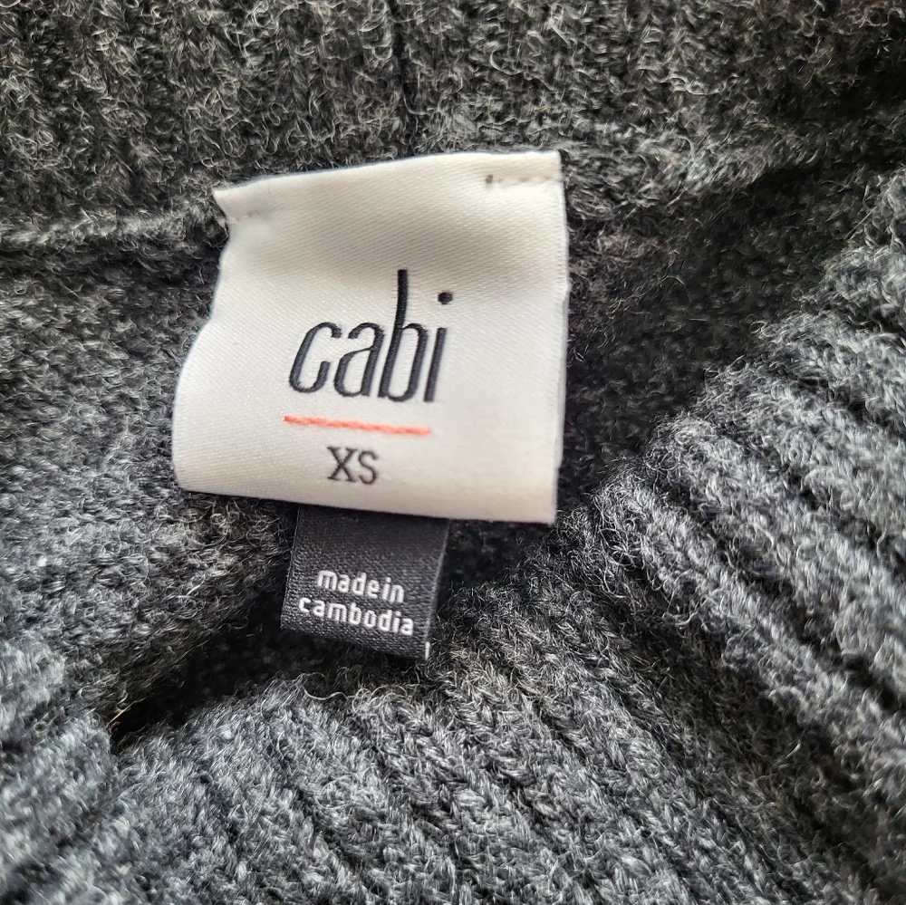167. CAbi #4096 Gray Long Vowl Neck Sweater - Size XS - Picture 4 of 5